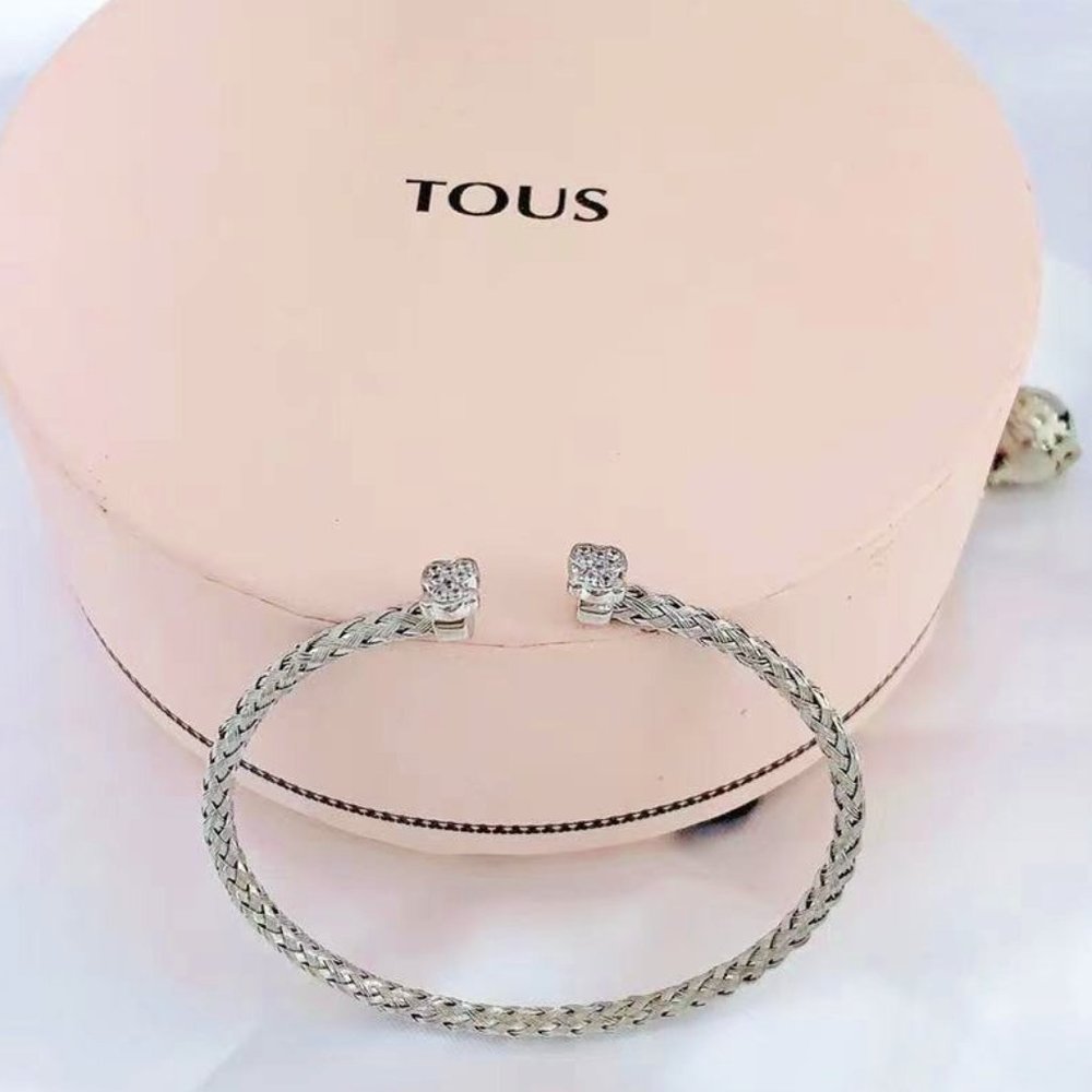 TOUS Small Bear Sterling Silver Mesh Cuff Bracelet TOUS Sterling Silver Bangle